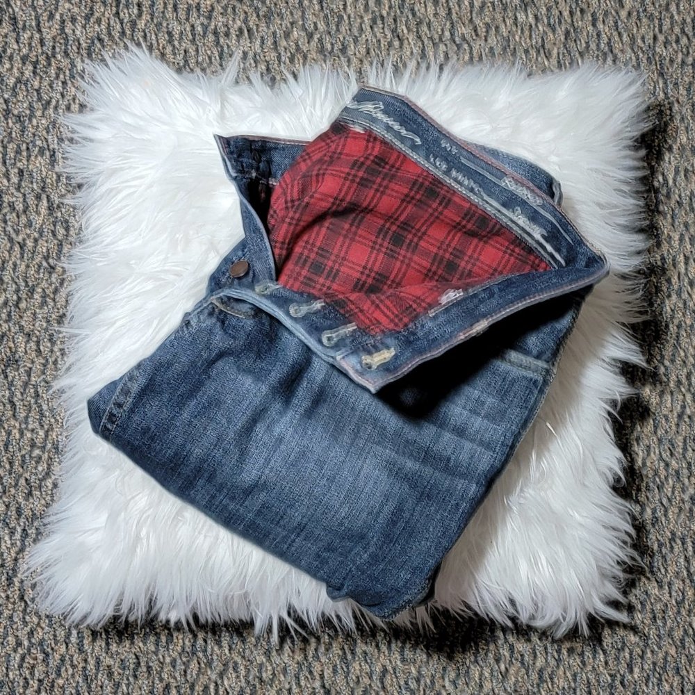 Eddie Bauer Red Flannel Lined Jeans Women's Size 14